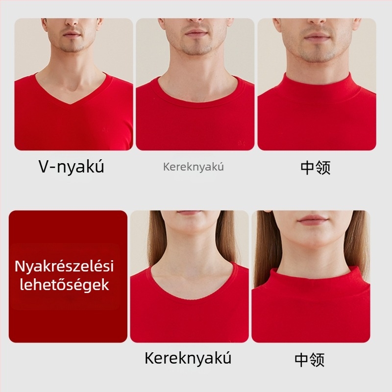 Férfi termikus alsó-felső készlet, 100% pamut, antibakteriális, háromrétegű, extrán vastag 501–600 g/m², hosszú ujjú felső, egylinés gallér, nadrágokkal együtt