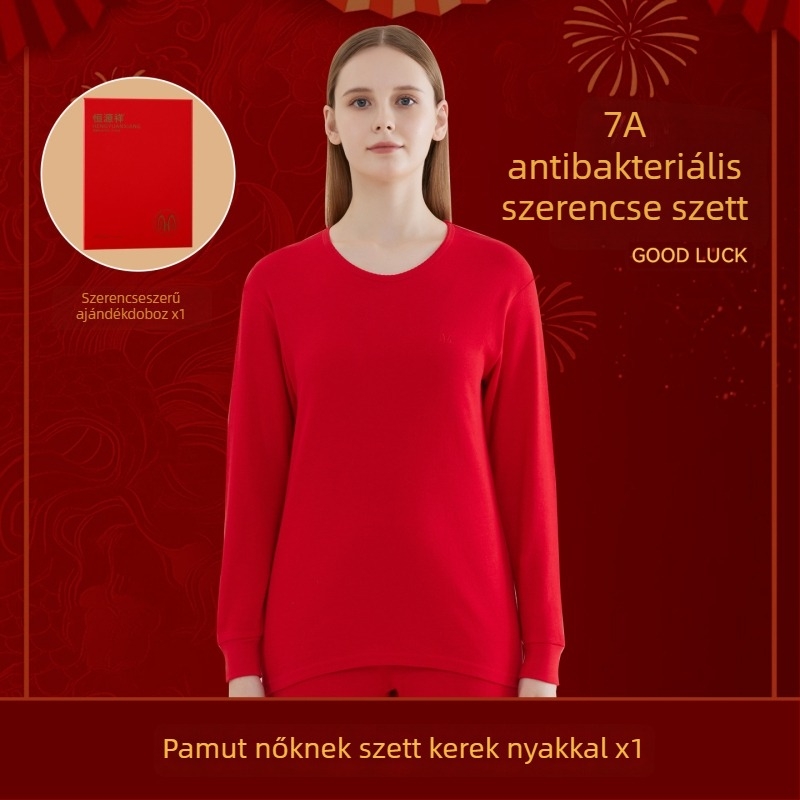 Férfi termikus alsó-felső készlet, 100% pamut, antibakteriális, háromrétegű, extrán vastag 501–600 g/m², hosszú ujjú felső, egylinés gallér, nadrágokkal együtt