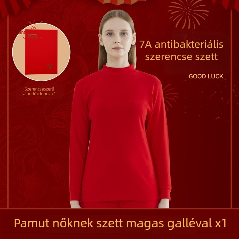Férfi termikus alsó-felső készlet, 100% pamut, antibakteriális, háromrétegű, extrán vastag 501–600 g/m², hosszú ujjú felső, egylinés gallér, nadrágokkal együtt