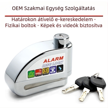 Riasztó tárcsafék-zár elektromos kerékpárhoz és motorkerékpárhoz, DF 8308, Anyag: cink-ötvözet, réz, Tömeg: 0,51 kg