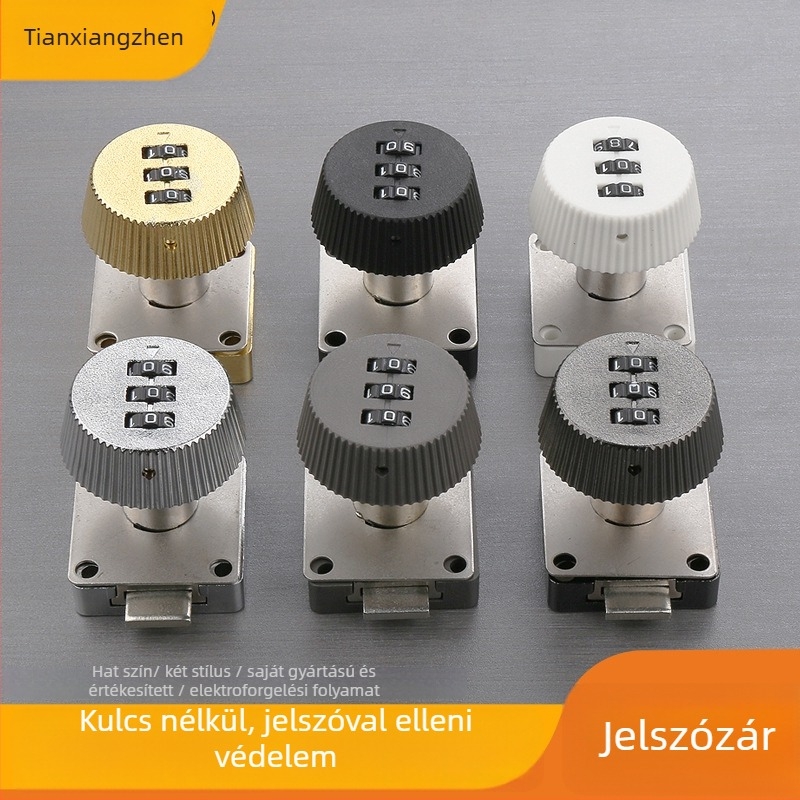 Fiókok és szekrények jelszavas zár — anyag: cinkötvözet + ABS; modell: jelszavas zár; alkalmazás: fiókok, szekrények, tárolók, iratszekrények; típus: számkód; nyitás: jelszó
