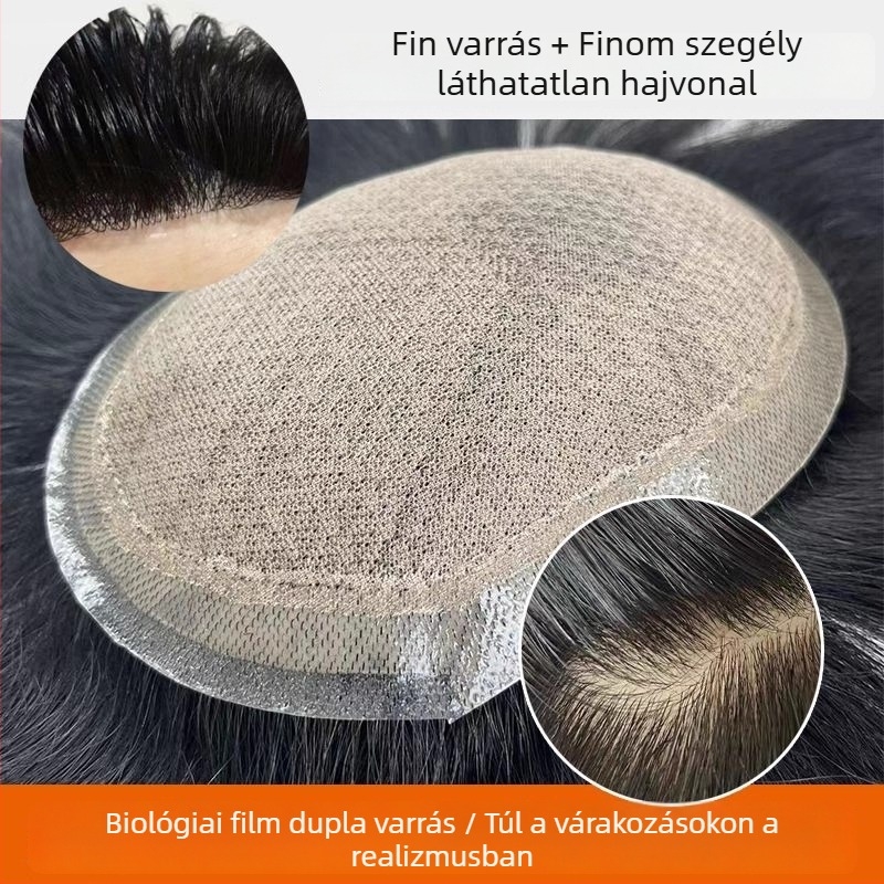 Férfi paróka – valós emberi haj, korona patch, zökkenőmentes hatás, természetes megjelenés, nem festhető