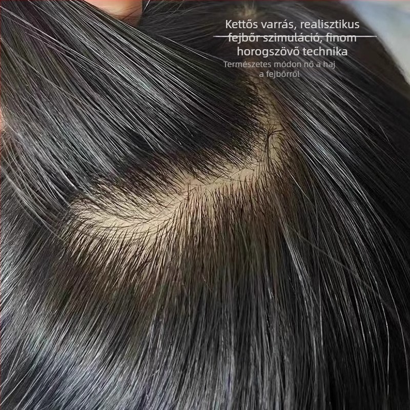 Férfi paróka – valós emberi haj, korona patch, zökkenőmentes hatás, természetes megjelenés, nem festhető