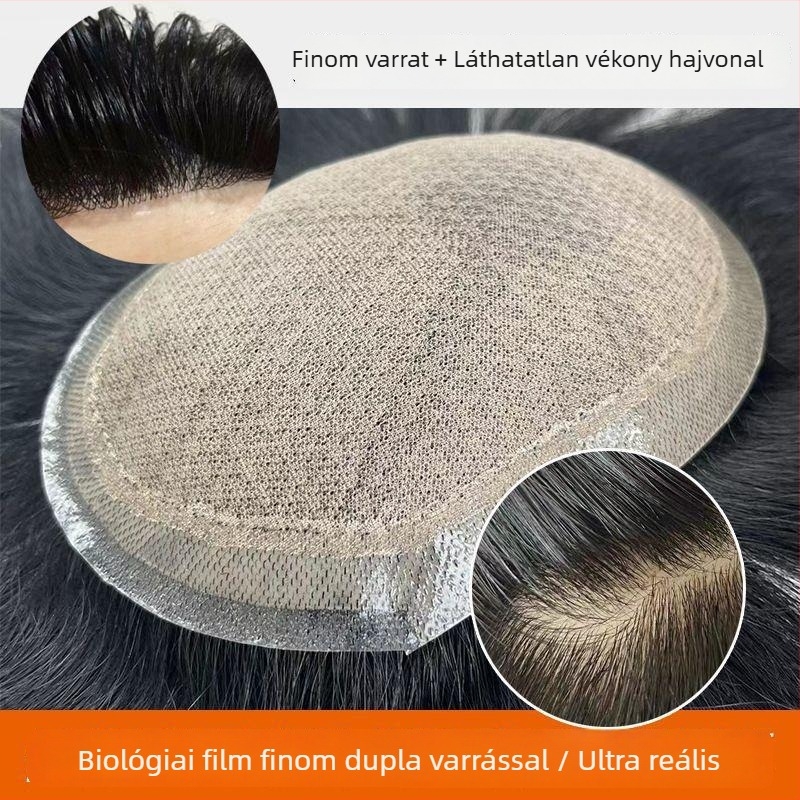 Férfi paróka – valós emberi haj, korona patch, zökkenőmentes hatás, természetes megjelenés, nem festhető