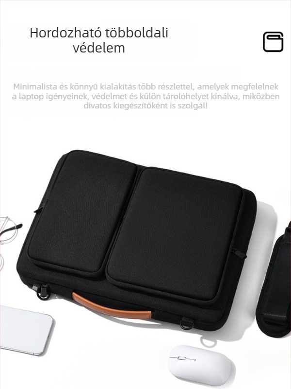 Üzleti stílusú laptop tok, Oxford szövet, bélés vászon, vízálló, kopás- és ütésálló