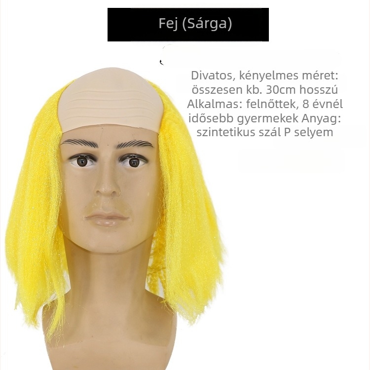 COS paróka kopasz kinézettel, modell 3737, mókás stílus, közepes hosszúságú haj, anyaga: K silk / P silk, alkalmas minden arcvonásra