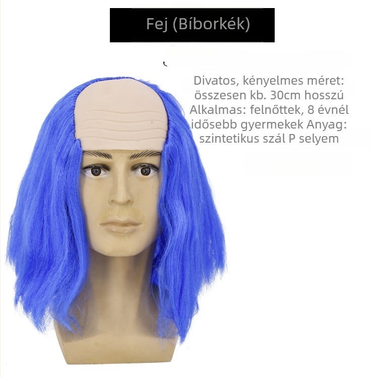 COS paróka kopasz kinézettel, modell 3737, mókás stílus, közepes hosszúságú haj, anyaga: K silk / P silk, alkalmas minden arcvonásra