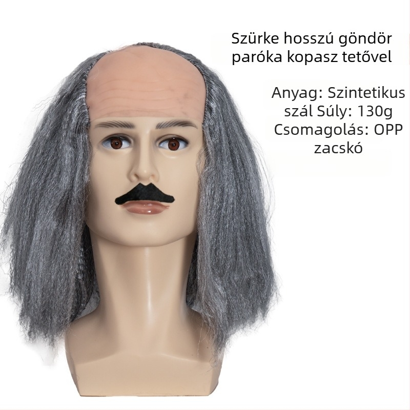 COS paróka kopasz kinézettel, modell 3737, mókás stílus, közepes hosszúságú haj, anyaga: K silk / P silk, alkalmas minden arcvonásra