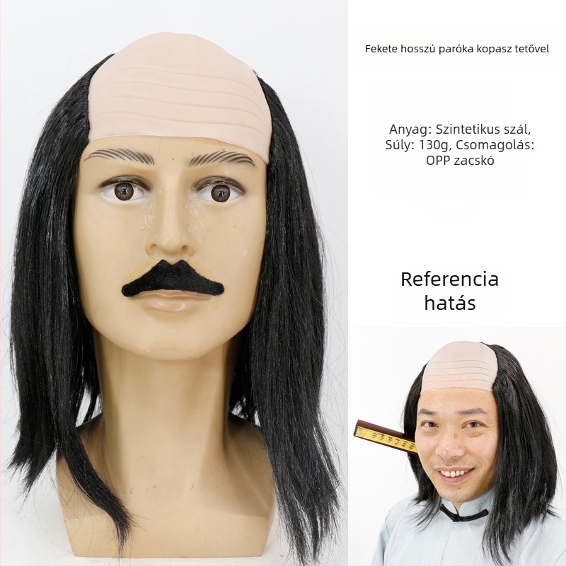 COS paróka kopasz kinézettel, modell 3737, mókás stílus, közepes hosszúságú haj, anyaga: K silk / P silk, alkalmas minden arcvonásra