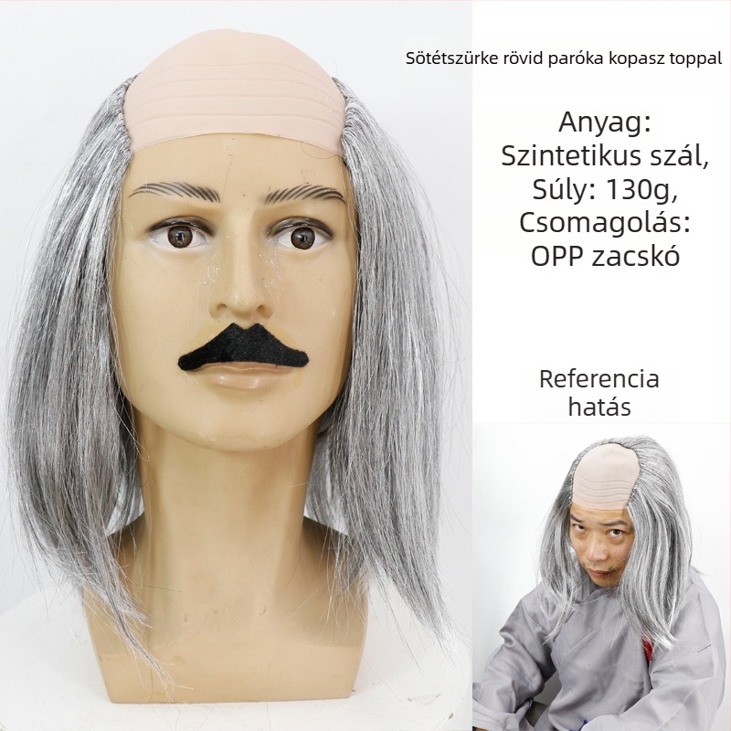 COS paróka kopasz kinézettel, modell 3737, mókás stílus, közepes hosszúságú haj, anyaga: K silk / P silk, alkalmas minden arcvonásra