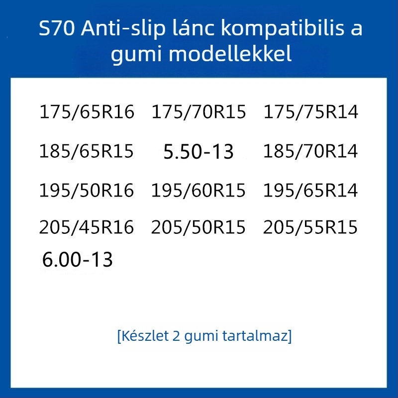 Gumi csúszásgátló kerékcsík autókhoz, SUV-khez és kisbuszokhoz — univerzális, körülbelül 4 kg, telepítés támogatott, illeszkedik 205/55R16, 235/55R18, 225/65R17 méretekhez