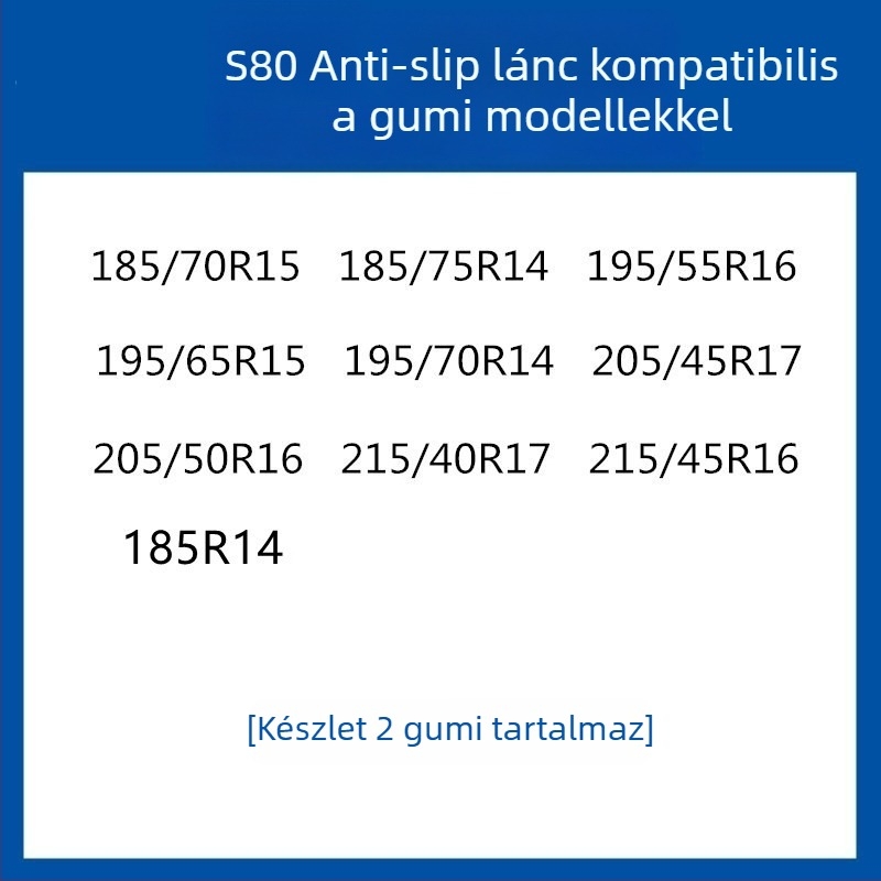 Gumi csúszásgátló kerékcsík autókhoz, SUV-khez és kisbuszokhoz — univerzális, körülbelül 4 kg, telepítés támogatott, illeszkedik 205/55R16, 235/55R18, 225/65R17 méretekhez