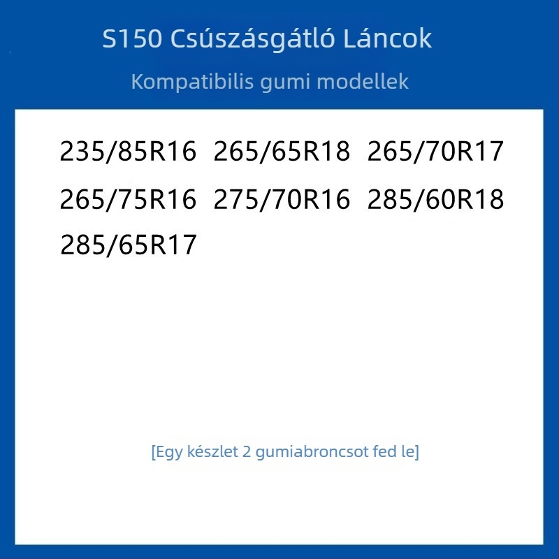Gumi csúszásgátló kerékcsík autókhoz, SUV-khez és kisbuszokhoz — univerzális, körülbelül 4 kg, telepítés támogatott, illeszkedik 205/55R16, 235/55R18, 225/65R17 méretekhez