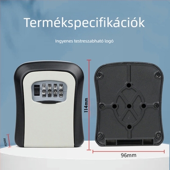 Falra szerelt jelszavas kulcstartó doboz — ABS alumínium ötvözet, KC-108, zárókar vastagsága 95 mm, rudak közötti távolság 95 mm