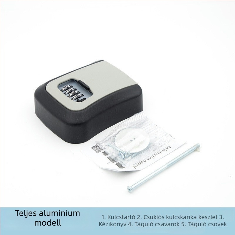 Falra szerelt jelszavas kulcstartó doboz — ABS alumínium ötvözet, KC-108, zárókar vastagsága 95 mm, rudak közötti távolság 95 mm