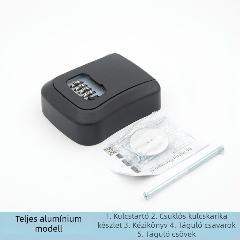 Falra szerelt jelszavas kulcstartó doboz — ABS alumínium ötvözet, KC-108, zárókar vastagsága 95 mm, rudak közötti távolság 95 mm