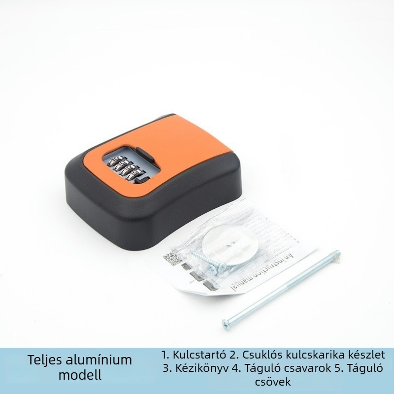 Falra szerelt jelszavas kulcstartó doboz — ABS alumínium ötvözet, KC-108, zárókar vastagsága 95 mm, rudak közötti távolság 95 mm