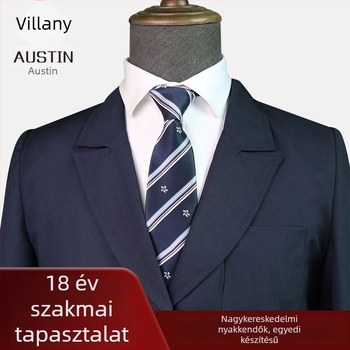 Jacquard csíkos nyakkendő, poliészter, uniszex, nyíl-stílus