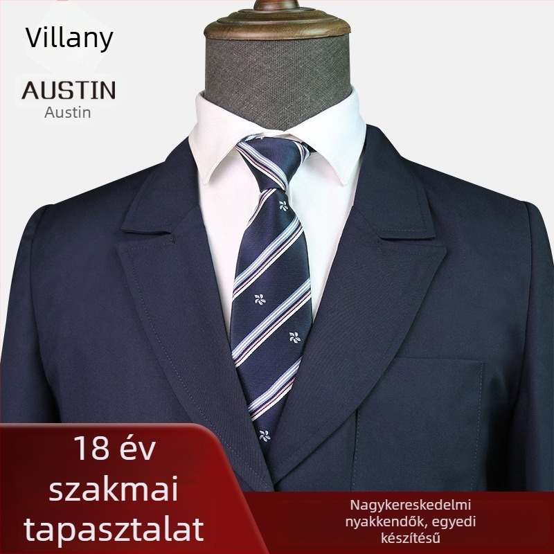 Jacquard csíkos nyakkendő, poliészter, uniszex, nyíl-stílus