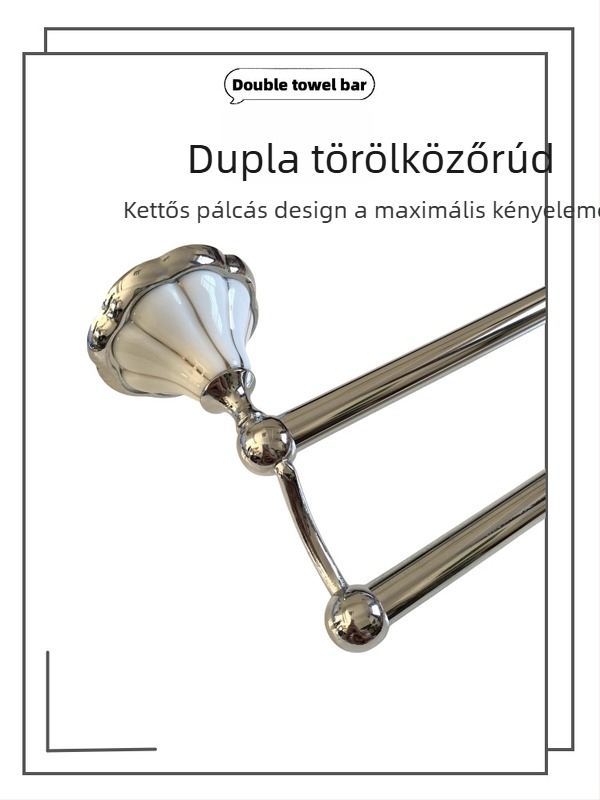 Ruichi Bathroom Cinkötvözet törölközőtartó készlet, krómozott felülettel, hat darabos, modern stílus