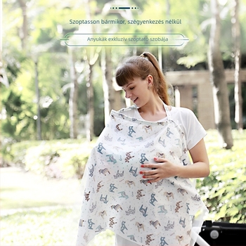 Szoptató kendő 95% pamutból, karikatúra mintával, rövid ujjú