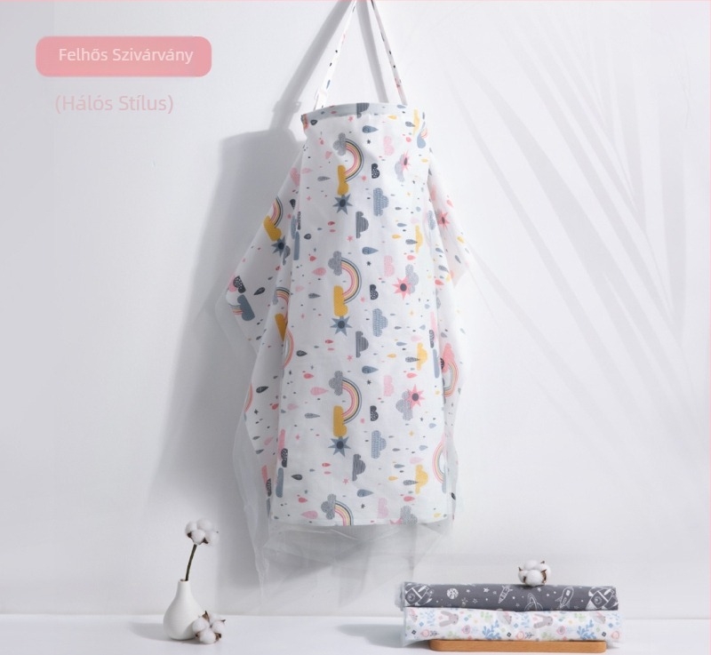 Szoptató kendő 95% pamutból, karikatúra mintával, rövid ujjú