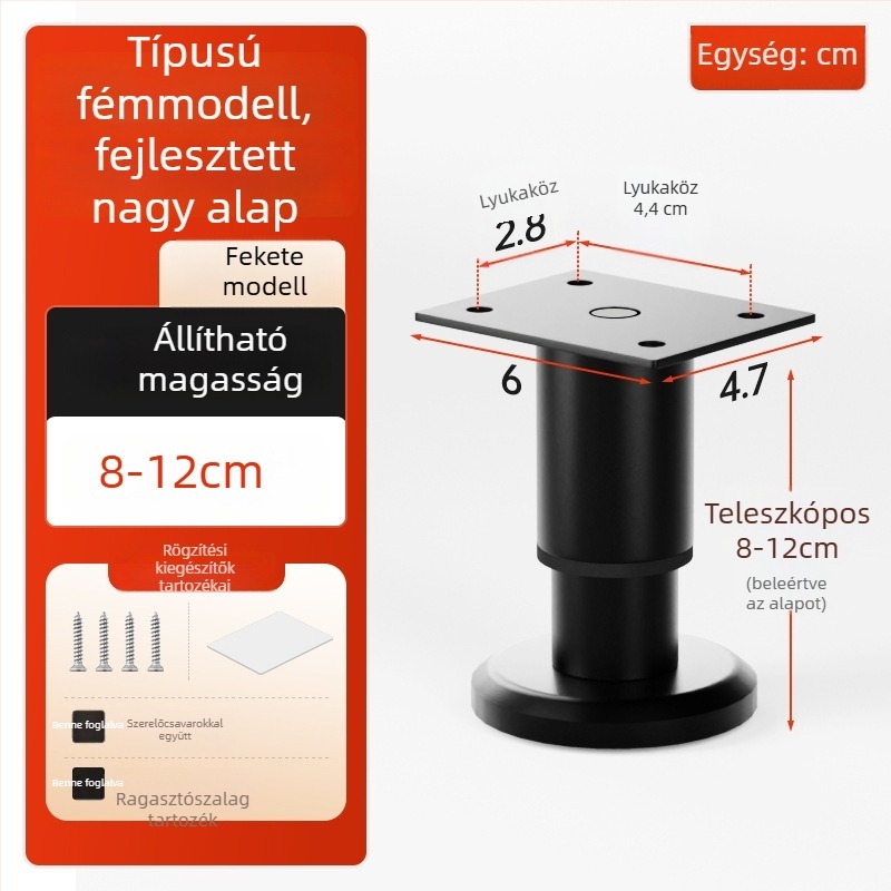 Cosma állítható teleszkópos bútorlábak | univerzális illeszkedés, hideg hengerelt acél, modern minimalist stílus