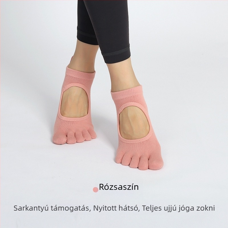Pamutból készült ötujjú jóga zokni, csúszásmentes, izzadságfelszívó, nőknek, beltéri pilates, 70–80% pamut