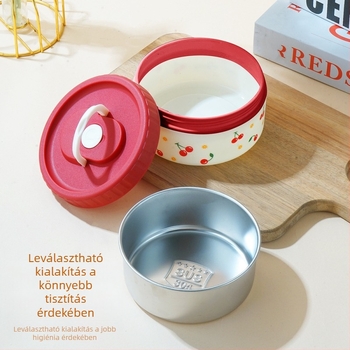 304 rozsdamentes acél ebédes doboz, termoszigetelt, szivárgásmentes, hordozható, többszintes kialakítás akár négy rétegig, mikrohullámú sütőbe tehető