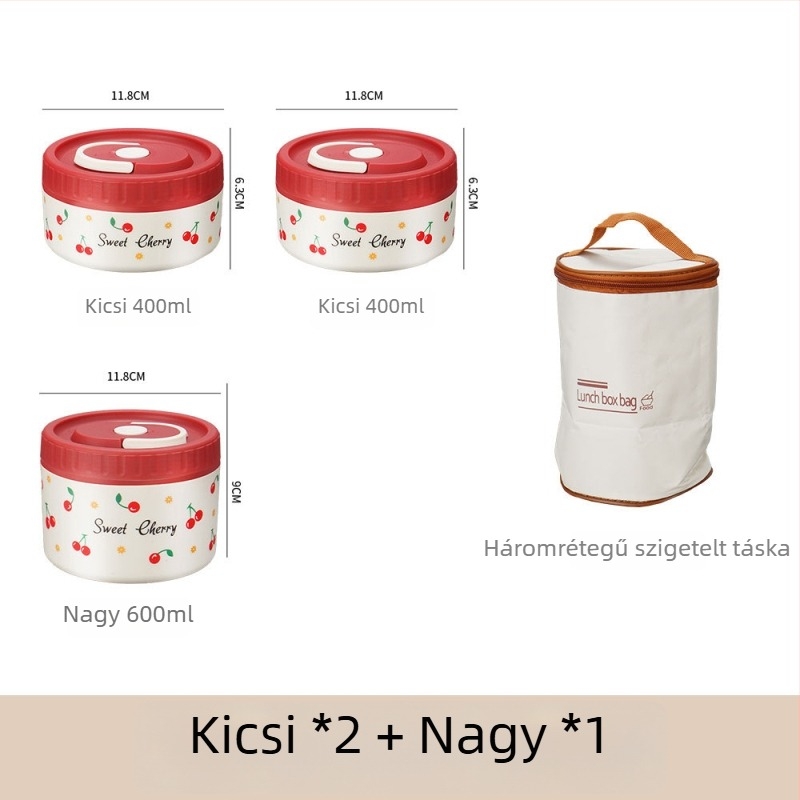 304 rozsdamentes acél ebédes doboz, termoszigetelt, szivárgásmentes, hordozható, többszintes kialakítás akár négy rétegig, mikrohullámú sütőbe tehető