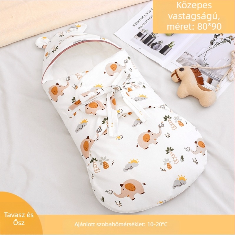 Újszülött 100% pamutból készült swaddle hálózsák, töltet pamut, alkalmas tavasztól télig, nyáron is