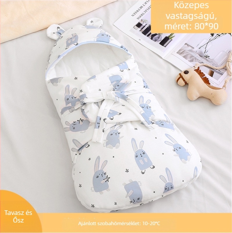 Újszülött 100% pamutból készült swaddle hálózsák, töltet pamut, alkalmas tavasztól télig, nyáron is