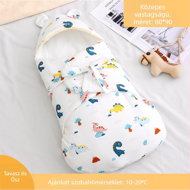 Újszülött 100% pamutból készült swaddle hálózsák, töltet pamut, alkalmas tavasztól télig, nyáron is
