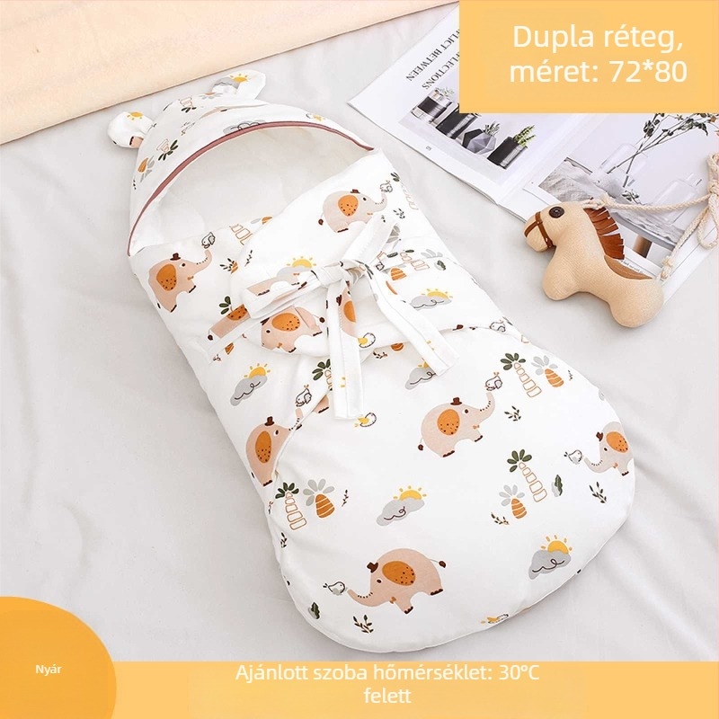 Újszülött 100% pamutból készült swaddle hálózsák, töltet pamut, alkalmas tavasztól télig, nyáron is