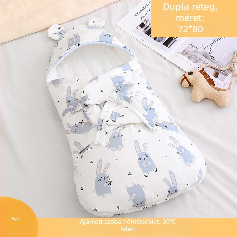 Újszülött 100% pamutból készült swaddle hálózsák, töltet pamut, alkalmas tavasztól télig, nyáron is