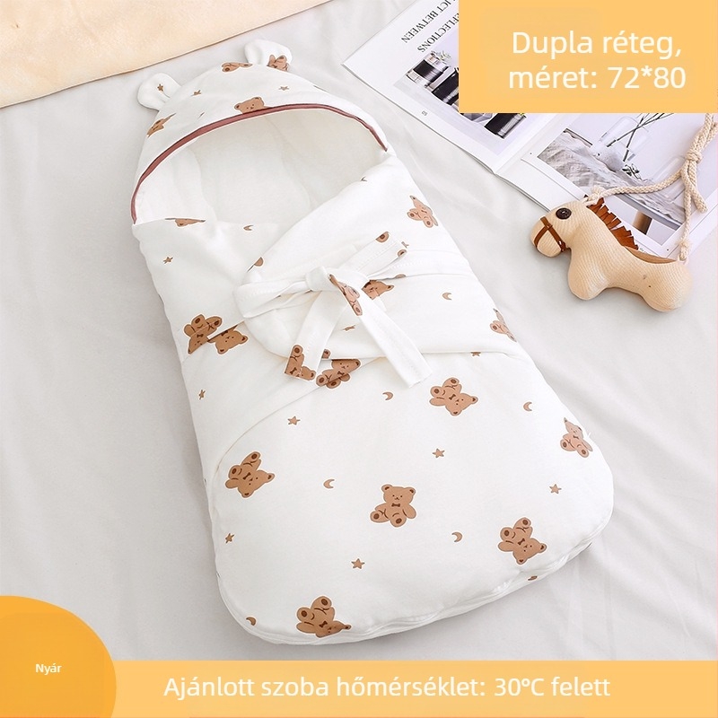 Újszülött 100% pamutból készült swaddle hálózsák, töltet pamut, alkalmas tavasztól télig, nyáron is