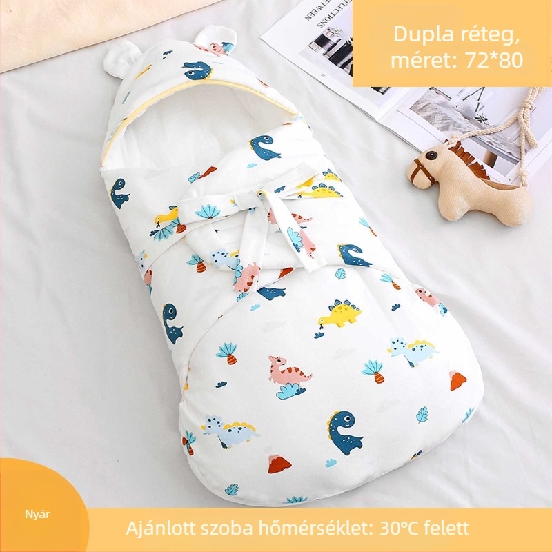 Újszülött 100% pamutból készült swaddle hálózsák, töltet pamut, alkalmas tavasztól télig, nyáron is