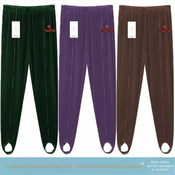 Női magas derékú, laza szabású melegítő leggings fleece béléssel, retro stílus, fekete