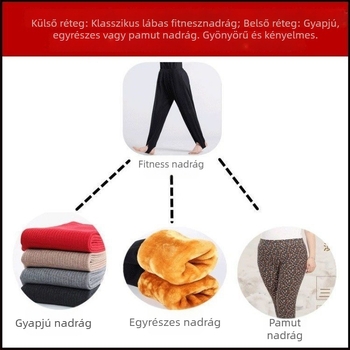 Női magas derékú, laza szabású melegítő leggings fleece béléssel, retro stílus, fekete