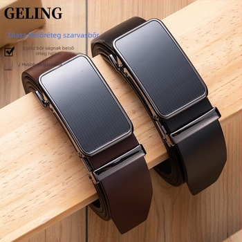 GELING Valódi bőröv, első réteg marhabőrből, automata csattal, növényi tanninolással kezelt bőr, egyrétegű dizájn