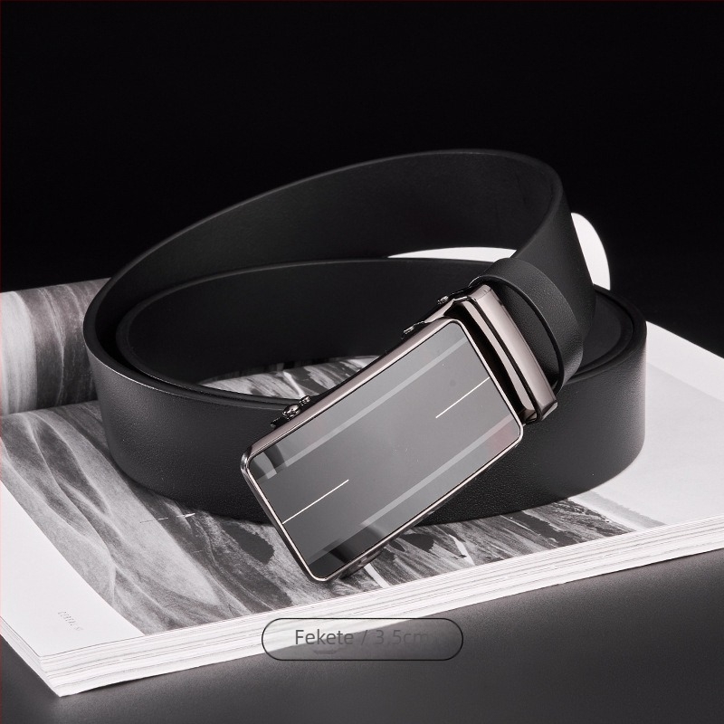 GELING Valódi bőröv, első réteg marhabőrből, automata csattal, növényi tanninolással kezelt bőr, egyrétegű dizájn