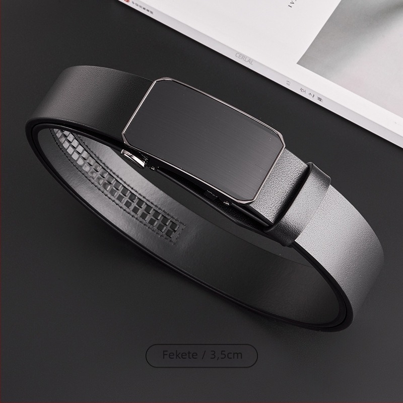 GELING Valódi bőröv, első réteg marhabőrből, automata csattal, növényi tanninolással kezelt bőr, egyrétegű dizájn