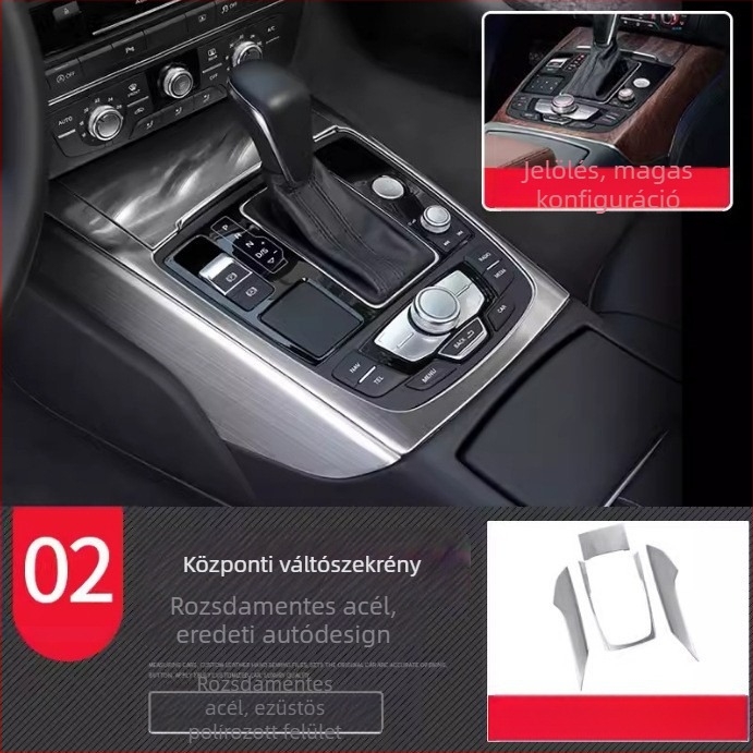 Zhan ke rozsdamentes acél – központi vezérlőpanel keret és belső ajtópanel díszítés Audi A6L/A7 (12-18) – karcolás- és kopásálló