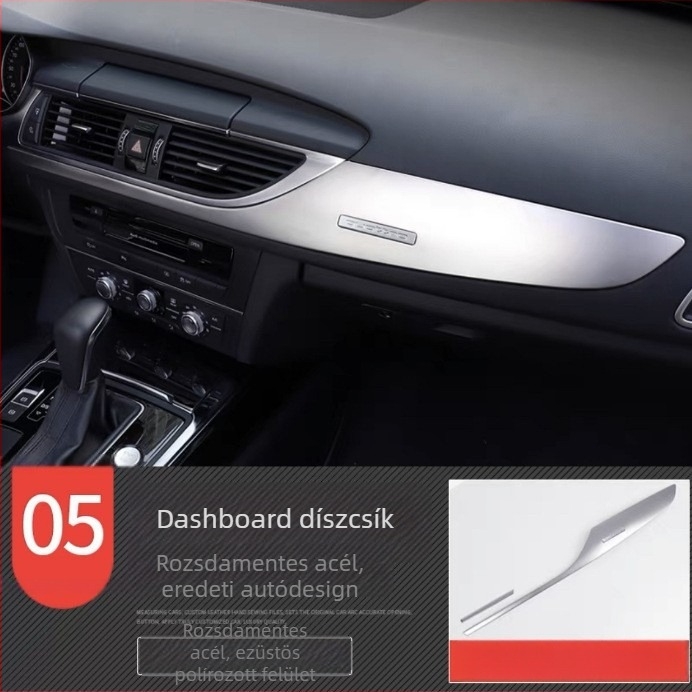 Zhan ke rozsdamentes acél – központi vezérlőpanel keret és belső ajtópanel díszítés Audi A6L/A7 (12-18) – karcolás- és kopásálló