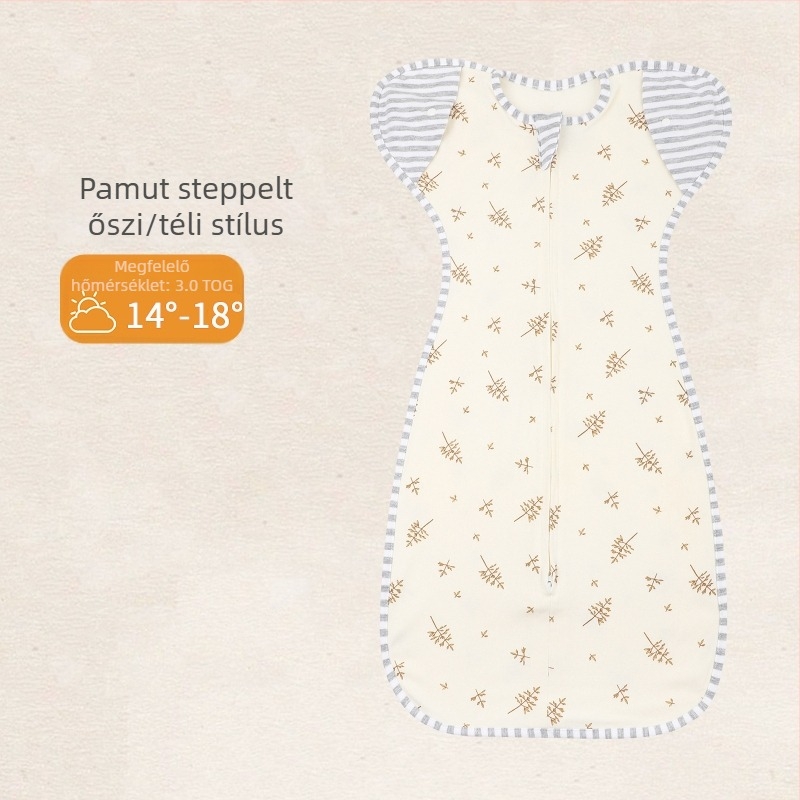 Pamut baba alvózsák cocoon formájú, levehető ujjakkal, vastag bélésű, 75 cm, újszülötteknek, minden szezonra
