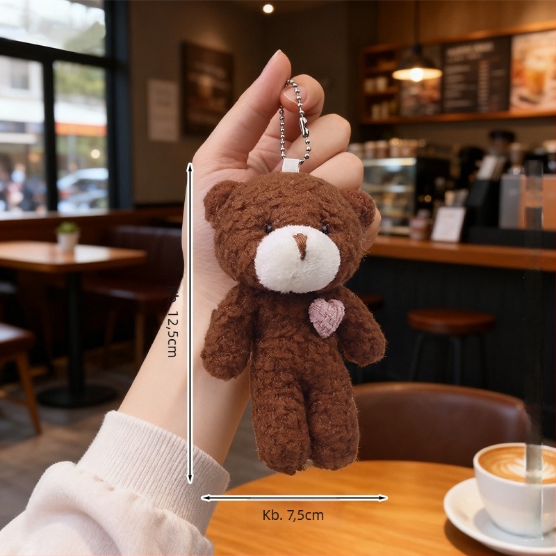 Kulcstartó plüssmackó – kristályosan puha plüss, töltelék PP pamut, testreszabható minták, 14+ éveseknek