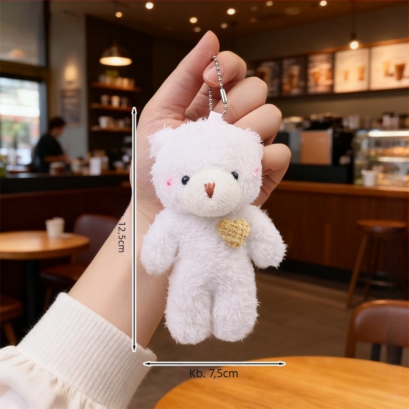 Kulcstartó plüssmackó – kristályosan puha plüss, töltelék PP pamut, testreszabható minták, 14+ éveseknek