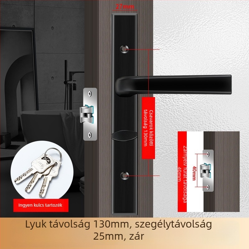Ajtózáras fogantyú – rozsdamentes acél, felületi szerelés, kulcsos, modell ZBMS-1