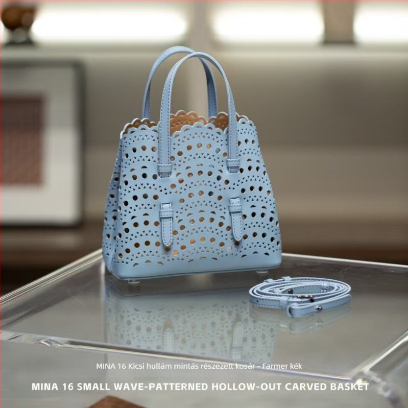 Valódi bőrből készült kosár-stílusú táska hullámhálós faragott virágmintával, városi minimalista crossbody, egyedülálló pánt, téglalap alakú forma, telefontartó zseb és zipzáras zseb, poliészter bélés