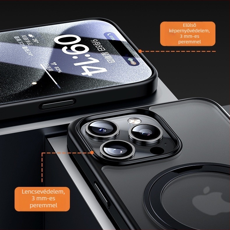 iPhonehoz készült 360°-os forgó állvánnyal ellátott szilikon tok, átlátszó matt felület, Pivot 15